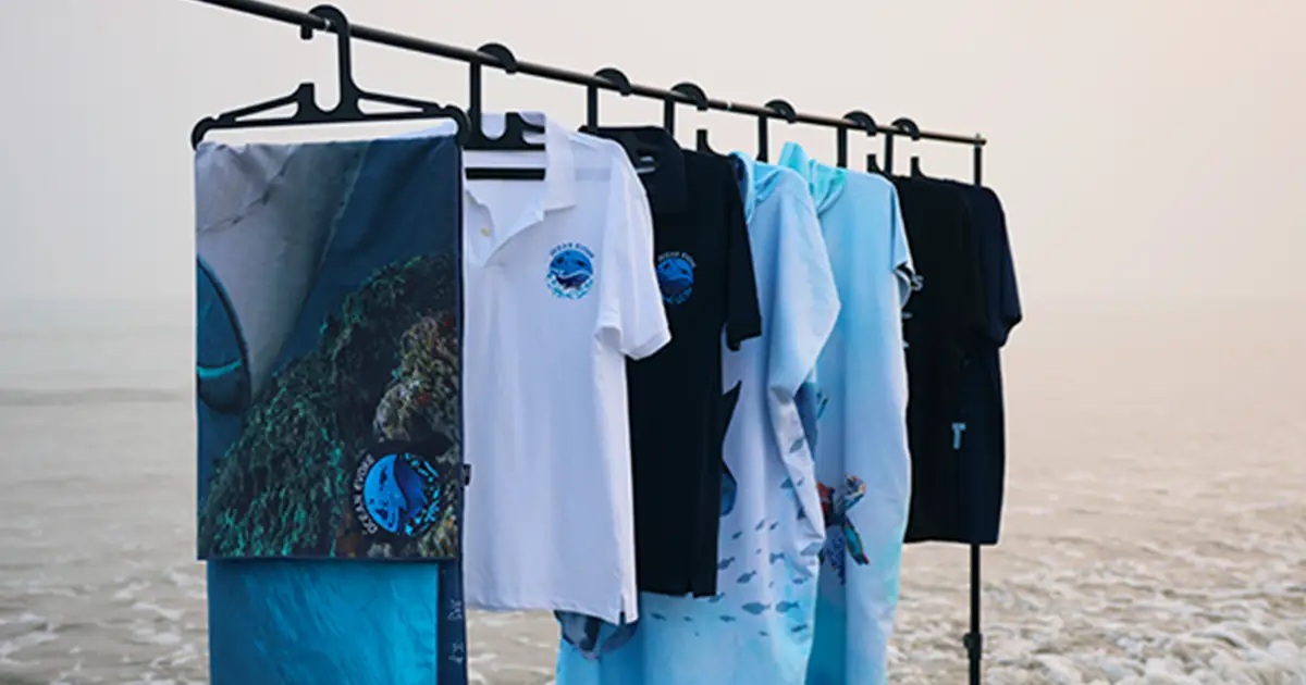 Ocean Evoke products hanging in a stand.